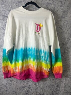 Disneyland White Tie-Dye Long Sleeve Tee with spirit jersey